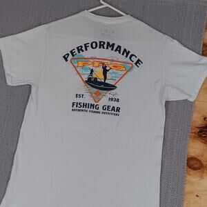 Columbia PFG Shirt Mens Medium White Fishing Gear Boat Graphic‎ Outdoors